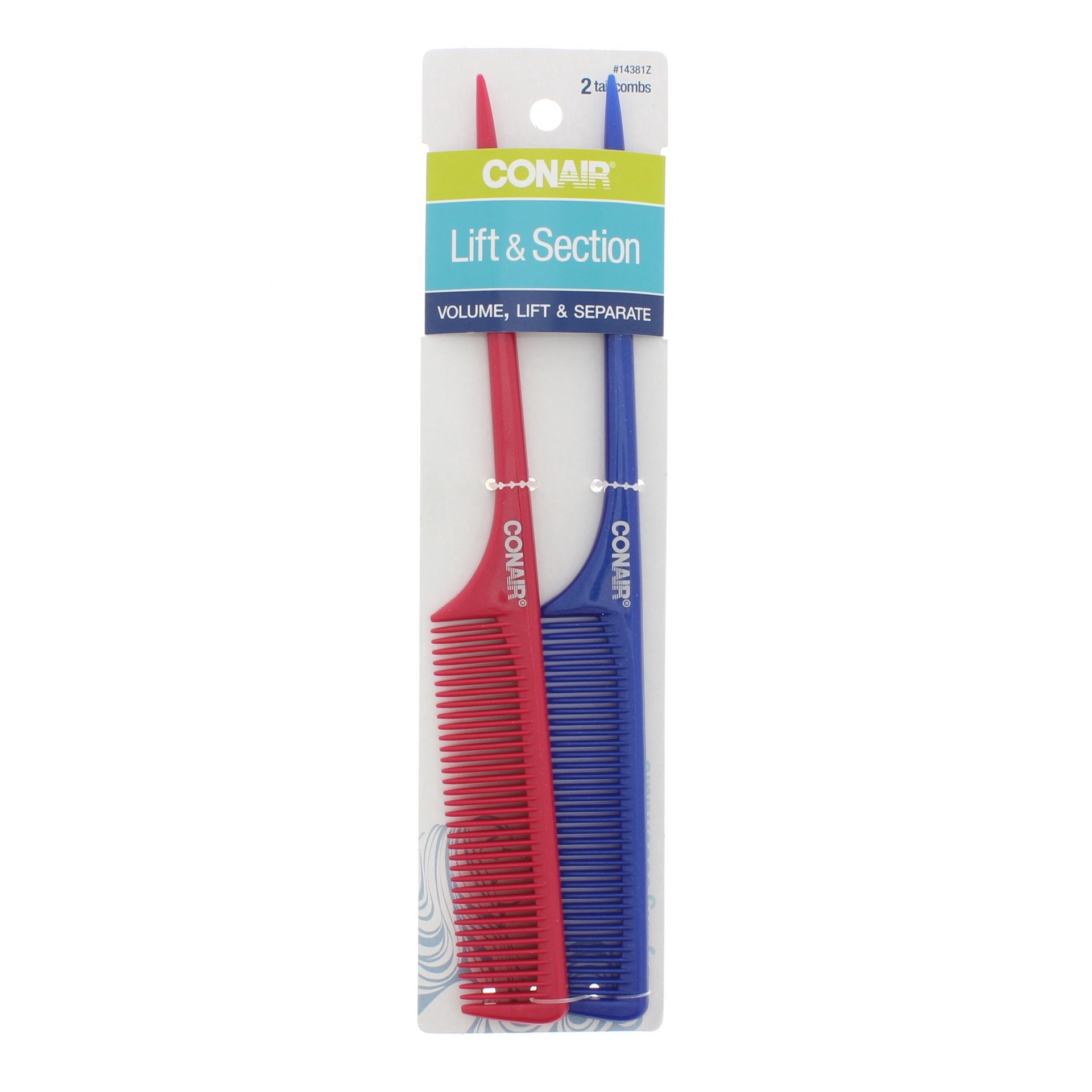 slide 1 of 1, Conair Lift & Section Tail Style Combs - Assorted Colors, 2 ct