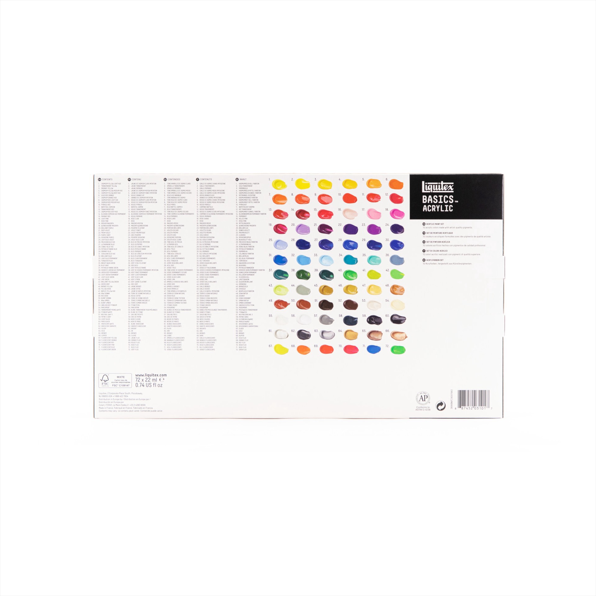 slide 4 of 6, Liquitex Basics 72 Color Acrylic Paint Set, 22 ml