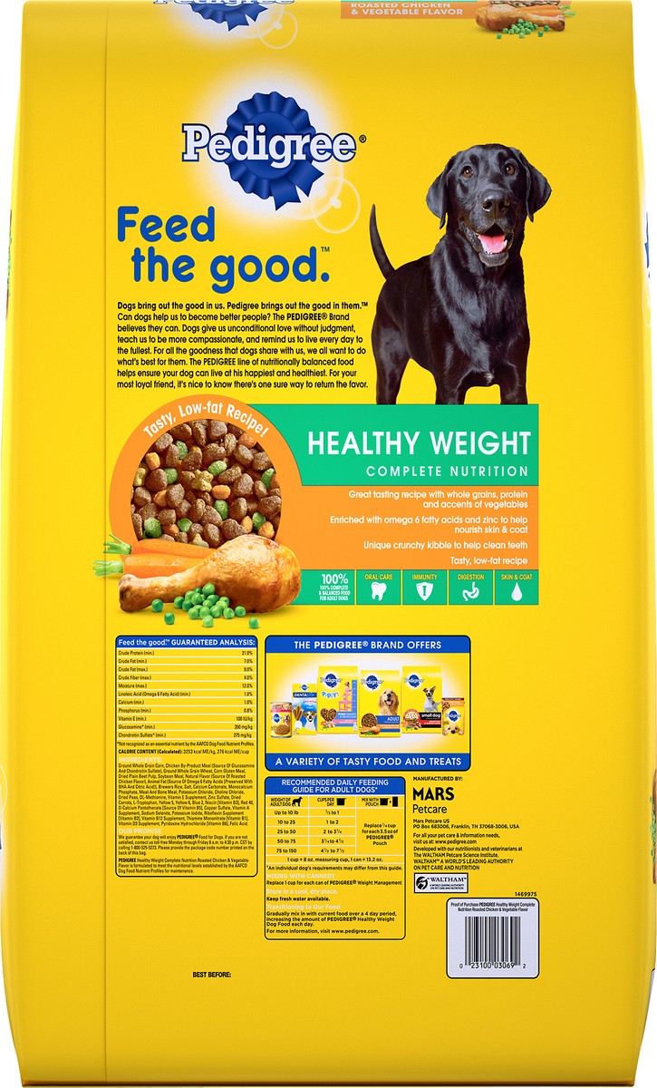 slide 5 of 9, PEDIGREE Healthy Weight Adult Dry Dog Food Roasted Chicken & Vegetable Flavor Dog Kibble, 15 lb. Bag, 15 lb