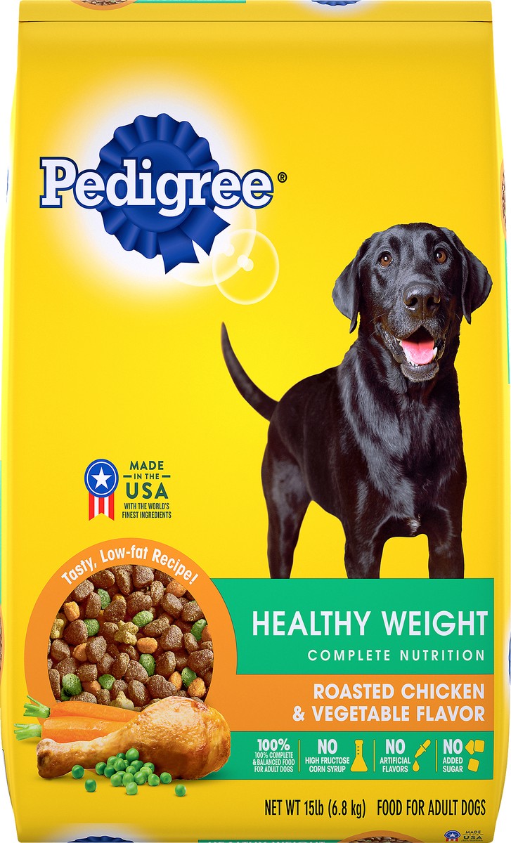 slide 6 of 9, PEDIGREE Healthy Weight Adult Dry Dog Food Roasted Chicken & Vegetable Flavor Dog Kibble, 15 lb. Bag, 15 lb