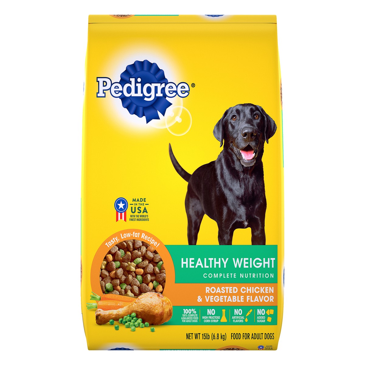 slide 1 of 9, PEDIGREE Healthy Weight Adult Dry Dog Food Roasted Chicken & Vegetable Flavor Dog Kibble, 15 lb. Bag, 15 lb