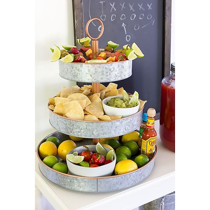 slide 3 of 4, Heritage Home Galvanized Metal and Copper 3-Tier Serving Stand, 1 ct