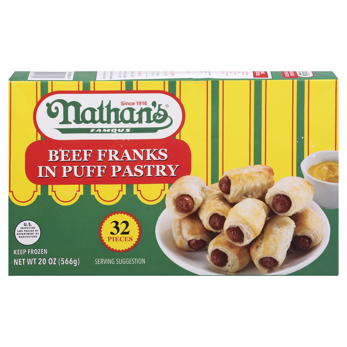 slide 4 of 12, Nathan's Famous In Puff Pastry Beef Franks 32 ea, 20 oz