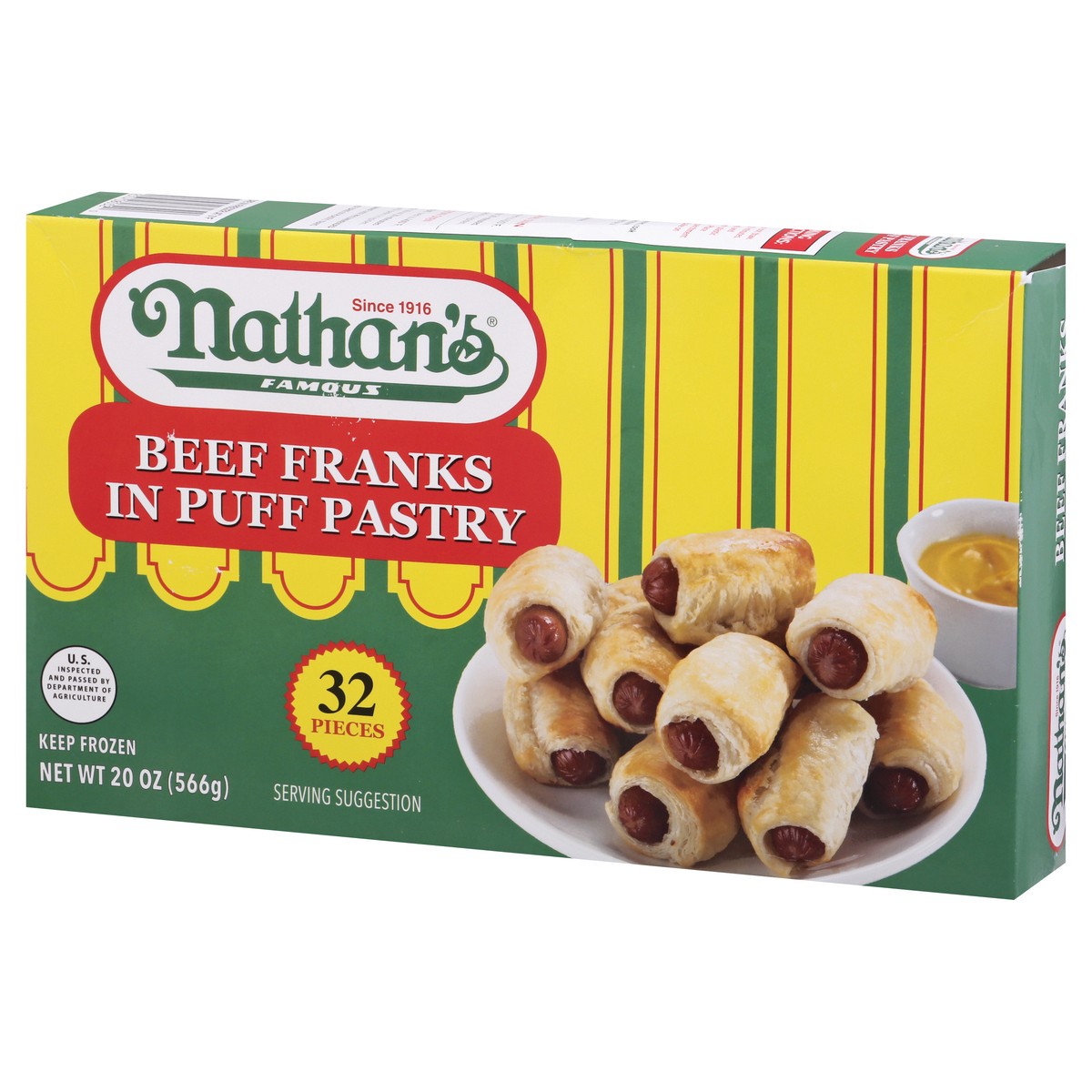 slide 6 of 12, Nathan's Famous In Puff Pastry Beef Franks 32 ea, 20 oz