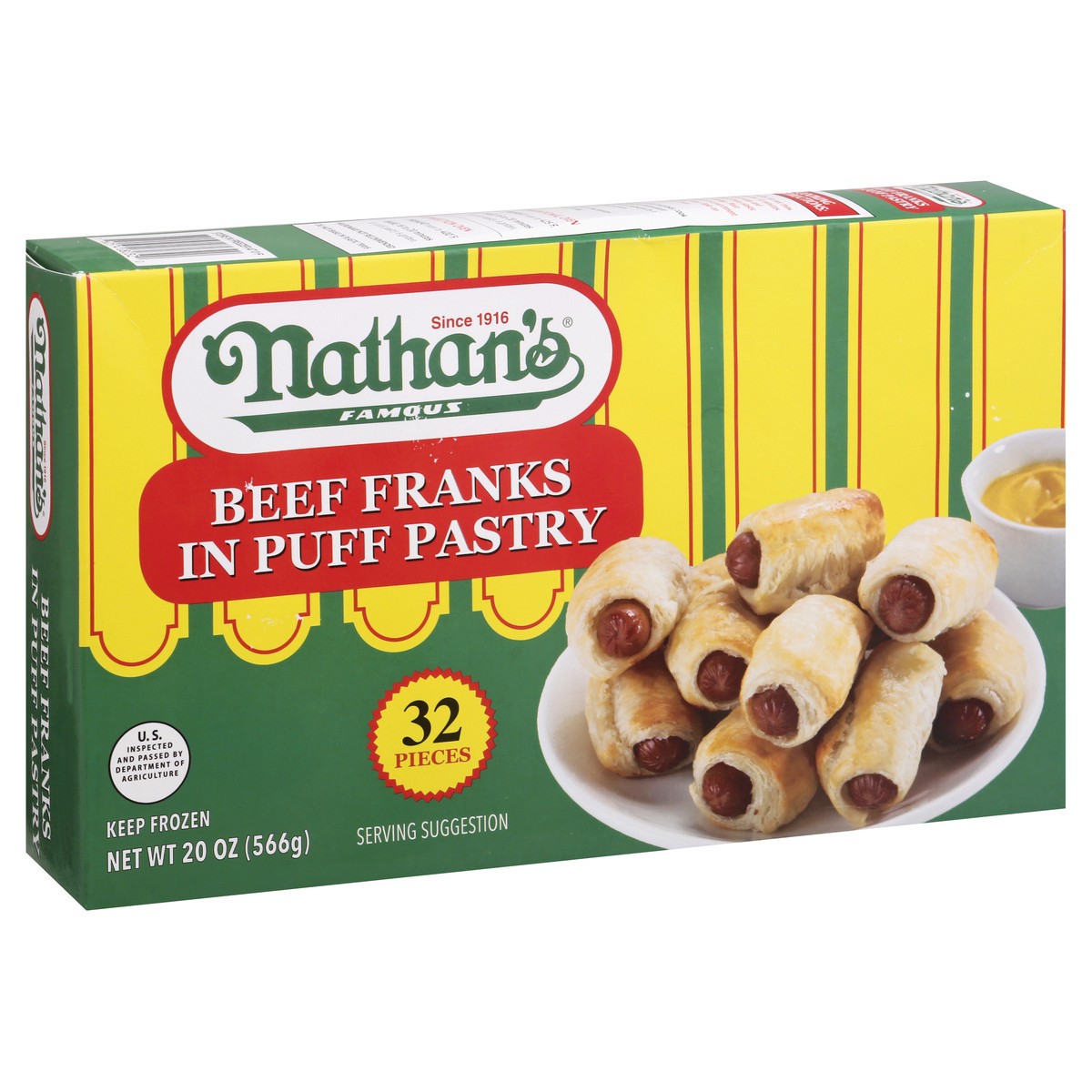 slide 11 of 12, Nathan's Famous In Puff Pastry Beef Franks 32 ea, 20 oz