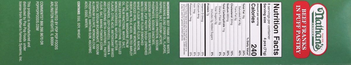 slide 7 of 12, Nathan's Famous In Puff Pastry Beef Franks 32 ea, 20 oz