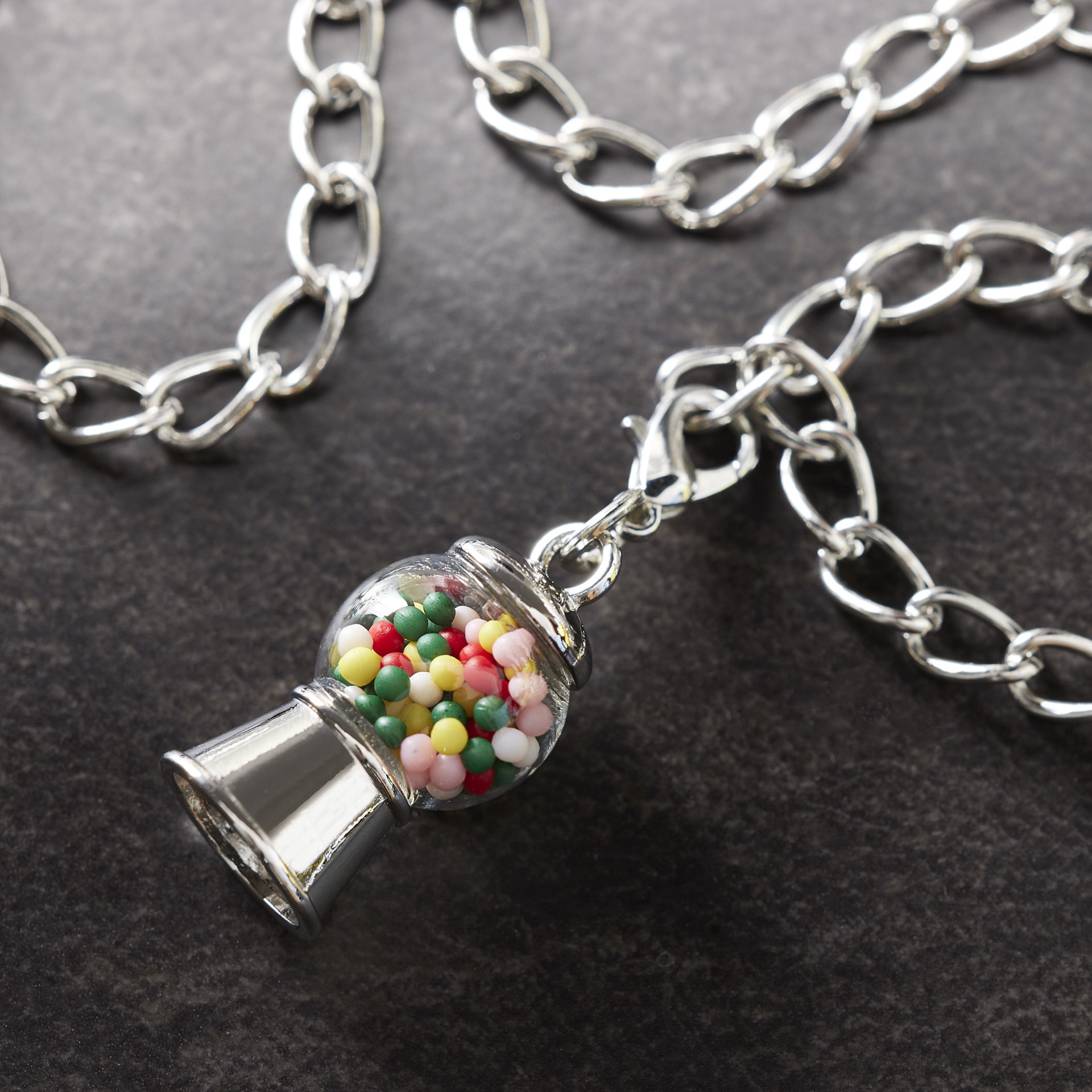 slide 2 of 3, Rhodium Gumball Machine Charm By Bead Landing, 13 mm charm size