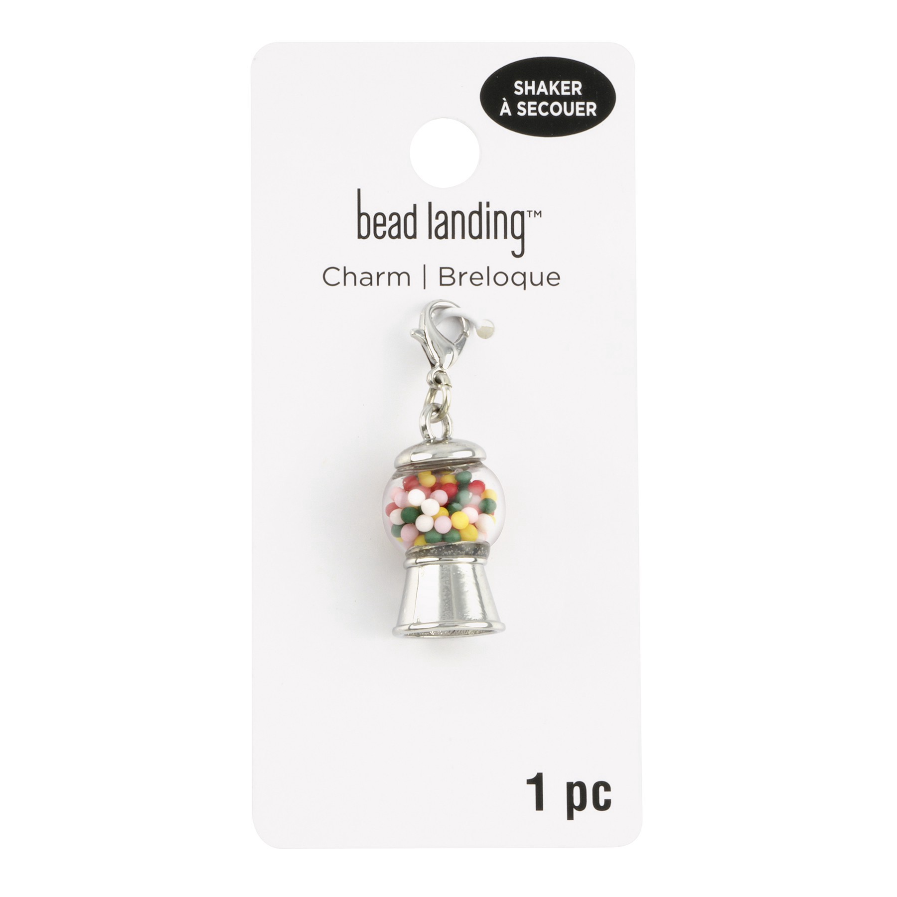 slide 3 of 3, Rhodium Gumball Machine Charm By Bead Landing, 13 mm charm size