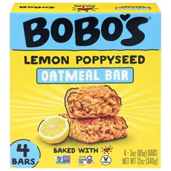 Bobo's Lemon Poppyseed Oat Bars - 4 x 3 oz Bars