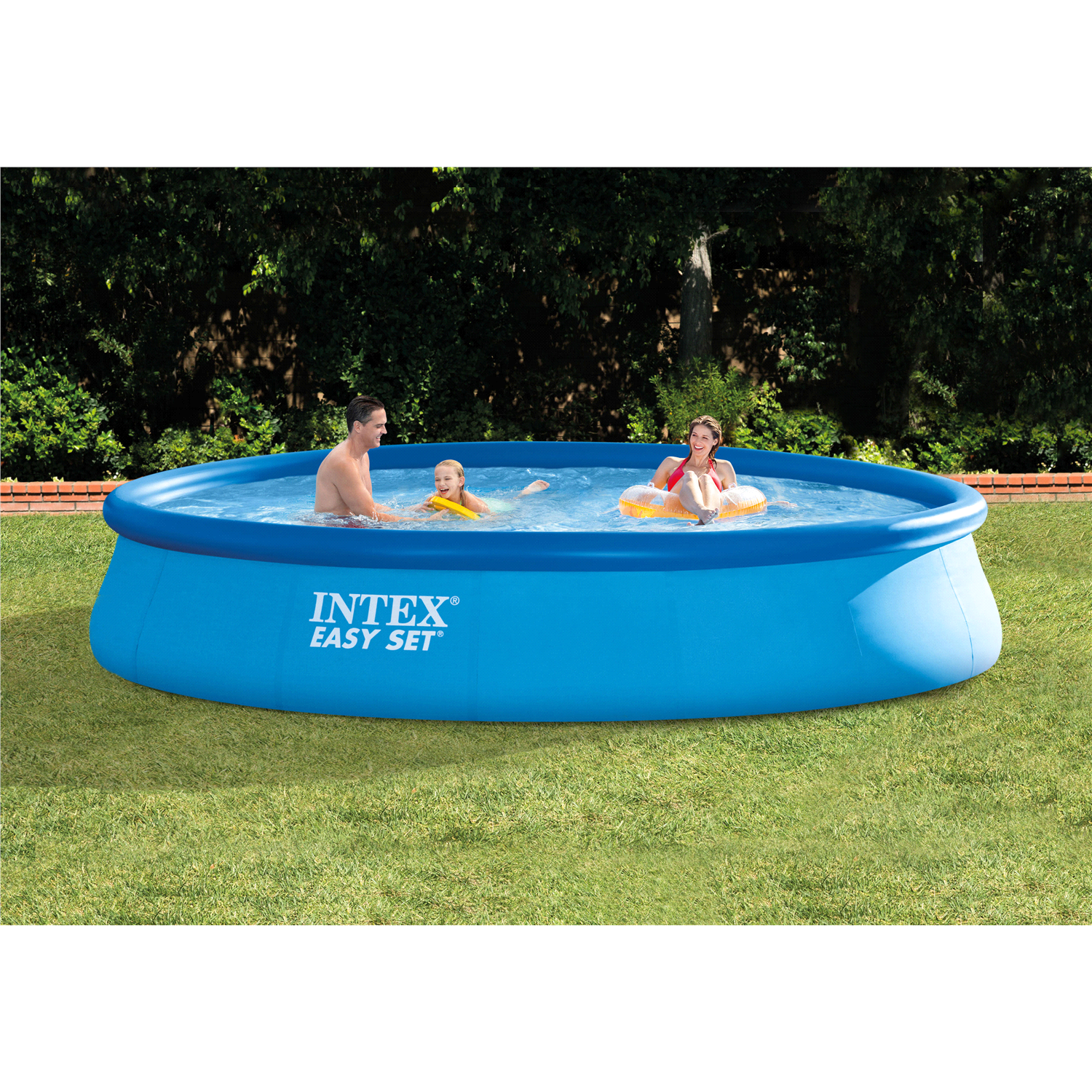 slide 1 of 1, Intex 15 ft x 33 in Easy Set Pool & Pump, 15 ft