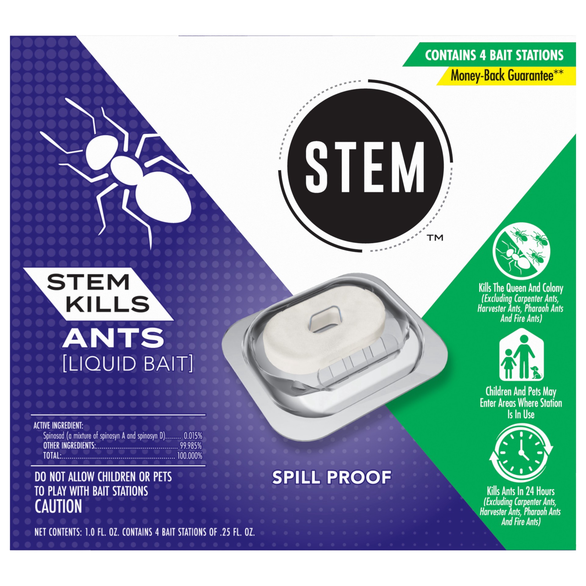 slide 1 of 1, STEM Liquid Ant Bait, Kills Ants, Spill Proof, [Includes 4 Bait Stations], 4 ct
