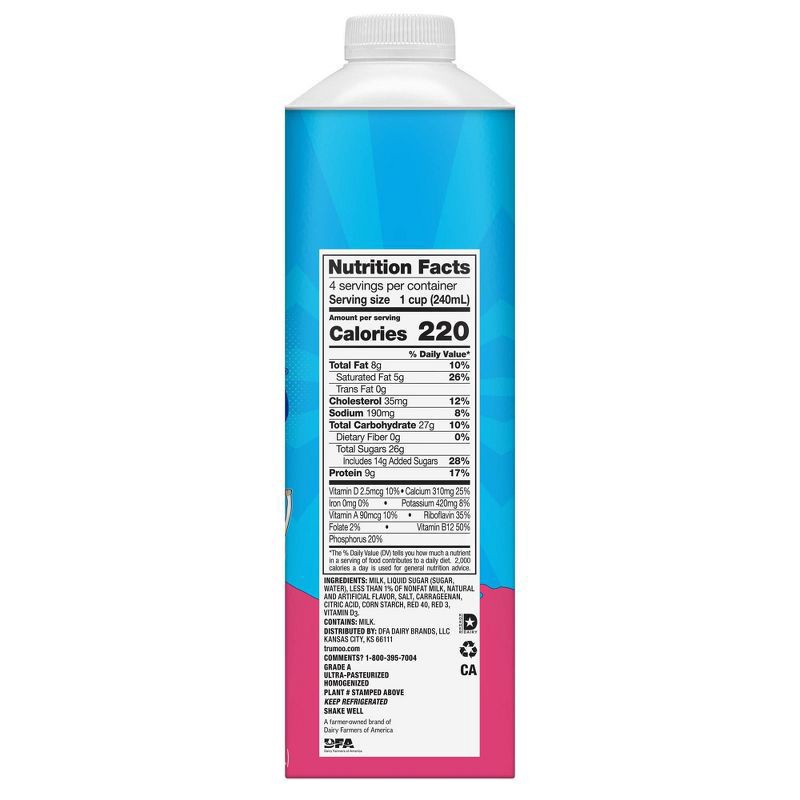 slide 5 of 5, TruMoo Whole Strawberry Ultra-Pasteurized Milk, 1 qt