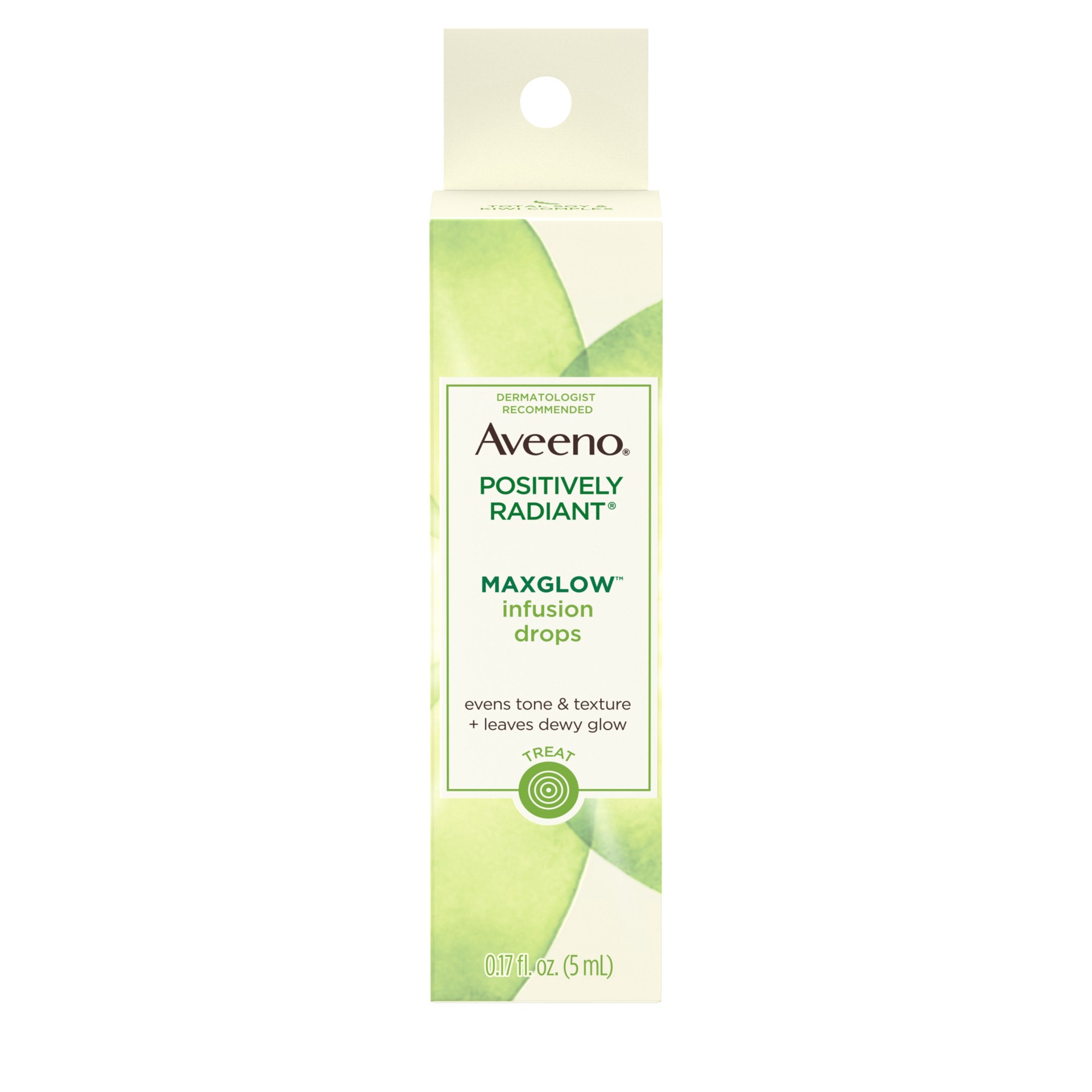 slide 1 of 6, Aveeno Positively Radiant MaxGlow Infusion Drops with Moisture Rich Soy & Kiwi Complex, Hypoallergenic, Non-Comedogenic, Paraben- & Phthalate-Free Moisturizing Facial Serum, 0.17 fl oz