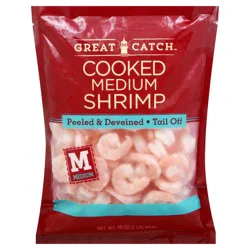 Great Catch Medium Cooked Tail Off Peeled and Deveined Shrimp, 71-90 Count