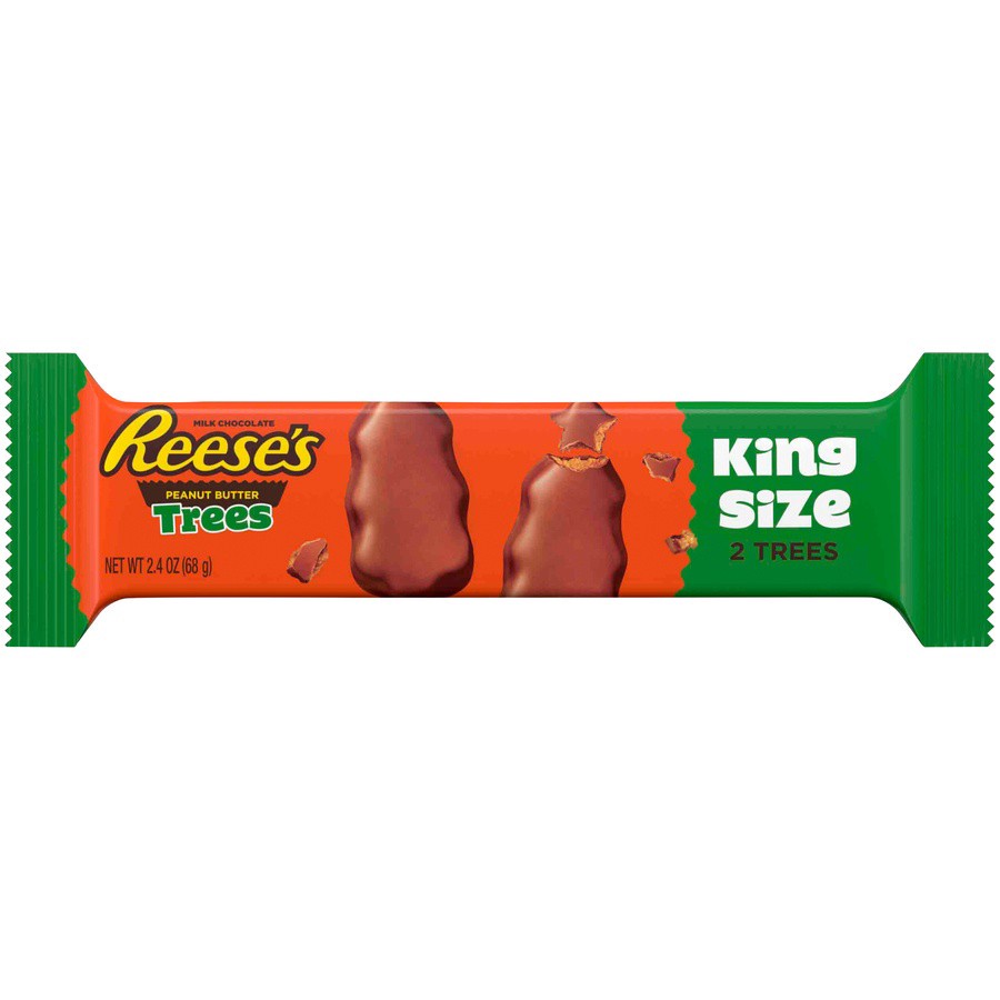 slide 1 of 8, Reese's Milk Chocolate King Size Peanut Butter Trees, Christmas Candy Pack, 2.4 oz, 2.4 oz