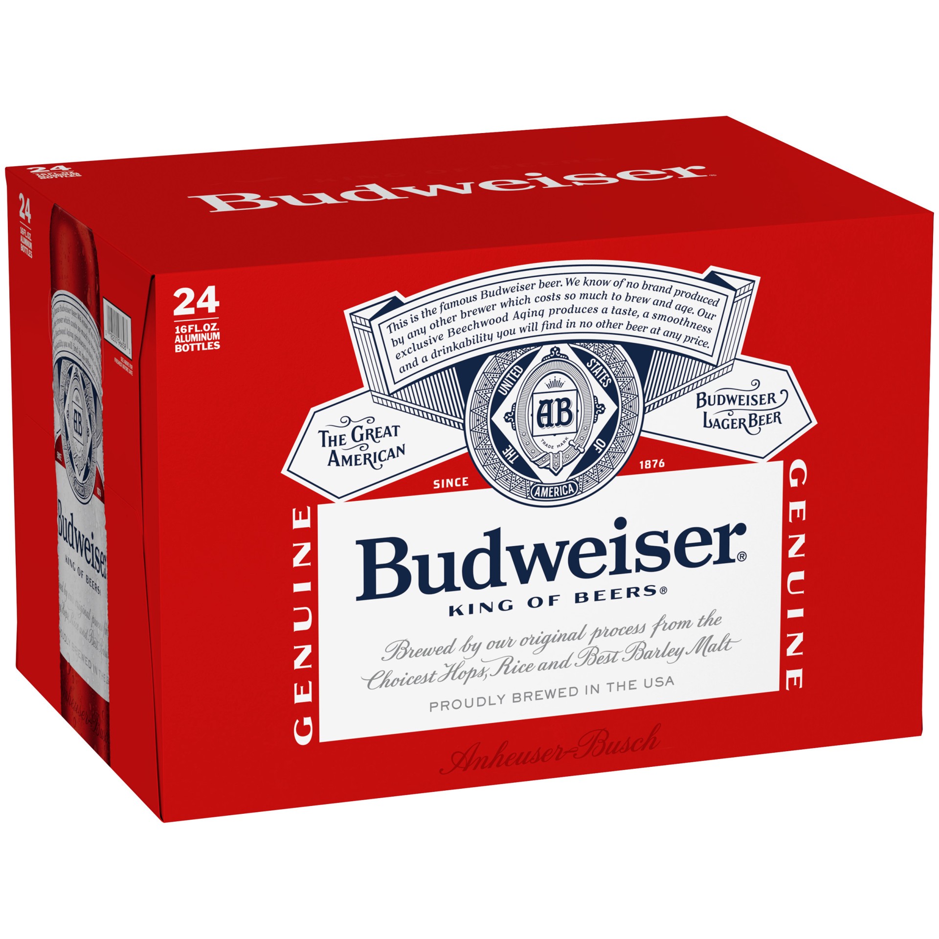 slide 1 of 8, Budweiser Lager Beer 24 - 16 fl oz Bottles, 5% ABV, 384 fl oz