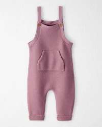 Littleplanet Baby Girl Organic Cotton Sweater Knit Overalls Plum Purple 9M