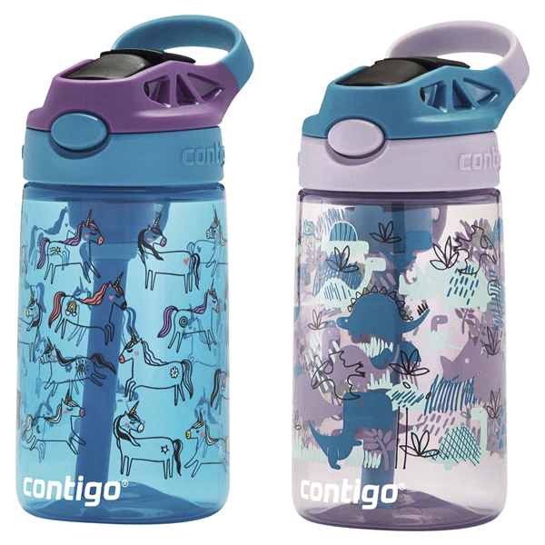 slide 1 of 1, Contigo Kids Water Bottle with Redesigned AUTOSPOUT Straw, Unicorns & Dinos, 2 ct; 14 oz