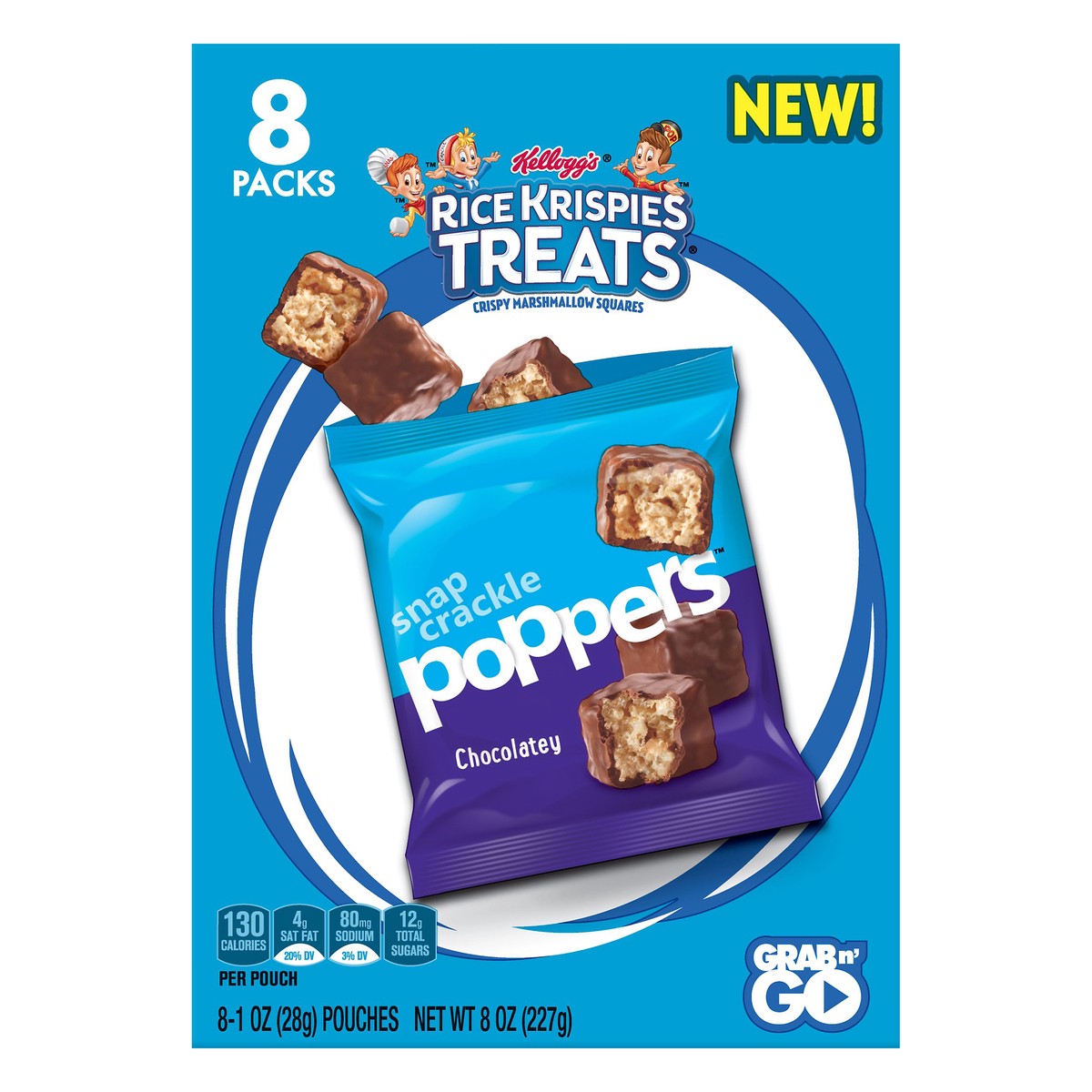 slide 1 of 8, Rice Krispies Treats Poppers Chocolatey Crispy Marshmallow Squares, 8 oz