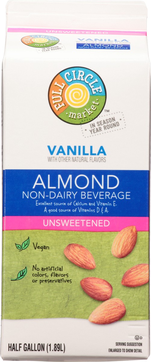 slide 2 of 14, Full Circle Market Full Circle Unsweetened Vanilla Almo, 1/2 gal