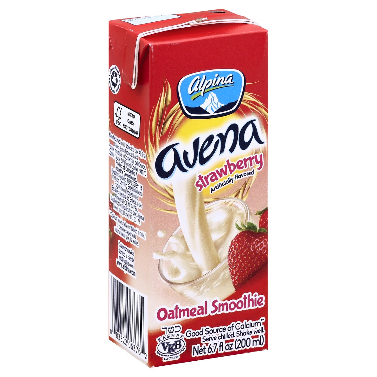 slide 3 of 5, Alpina Avena Oat-Based Smoothie Strawberry (Single Carton), 6.7 oz