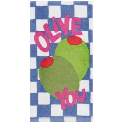 Meijer Corporate Seasonal Mcs Summer Olive Check Fiber Reactive Kitchen Towel, 16 In X 25 In