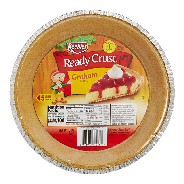 slide 1 of 1, Keebler Ready Crust 9 Inch Graham Pie Crust, 6 oz
