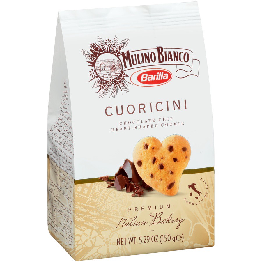 slide 2 of 8, Barilla Mulino Bianco Cuoricini Chocolate Chip Heart-Shaped Cookie, 5.3 oz