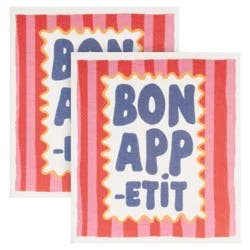 Meijer Corporate Seasonal Summer Bon Appetit Frame 2pc Swedish Sponge Cloth, 8 in x 6.7 in