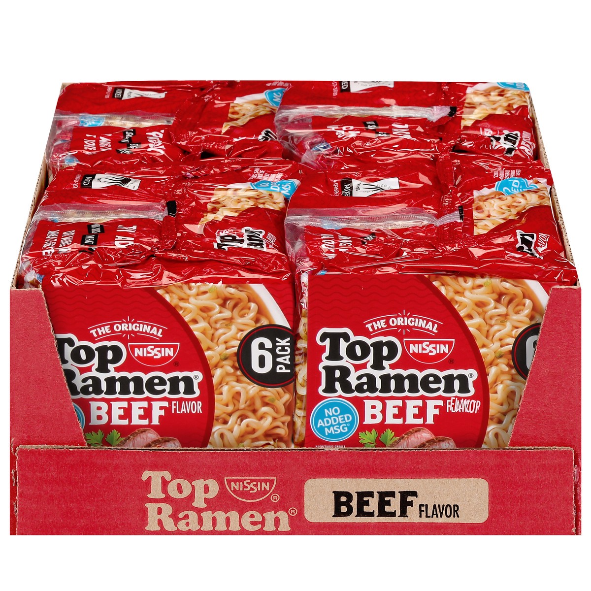 slide 1 of 9, Nissin Top Ramen Beef Case, 6 ct