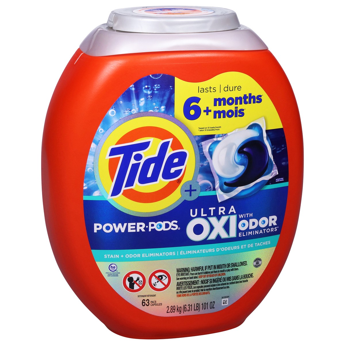 slide 4 of 14, Tide + Ultra Oxi Power Pods Detergent 63 ea, 63 ct