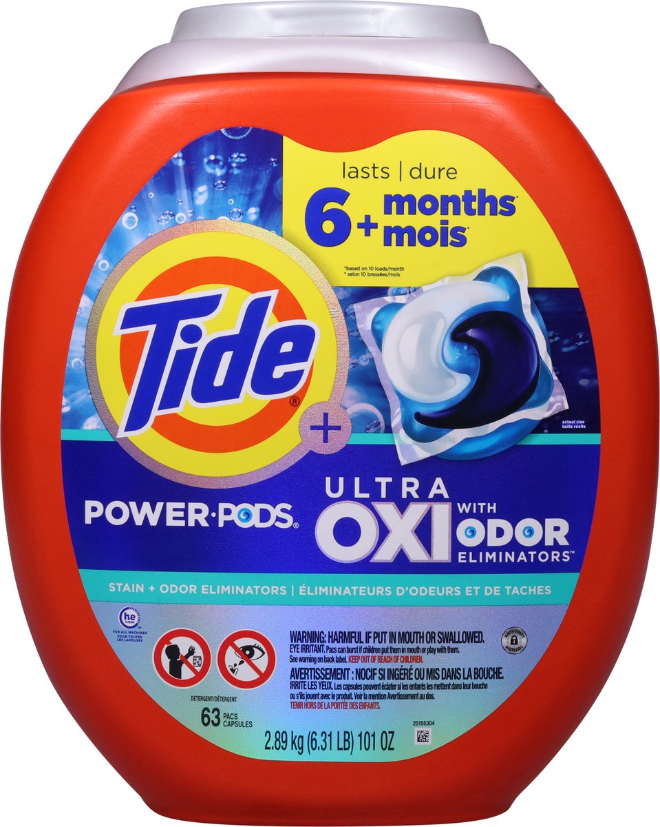 slide 11 of 14, Tide + Ultra Oxi Power Pods Detergent 63 ea, 63 ct
