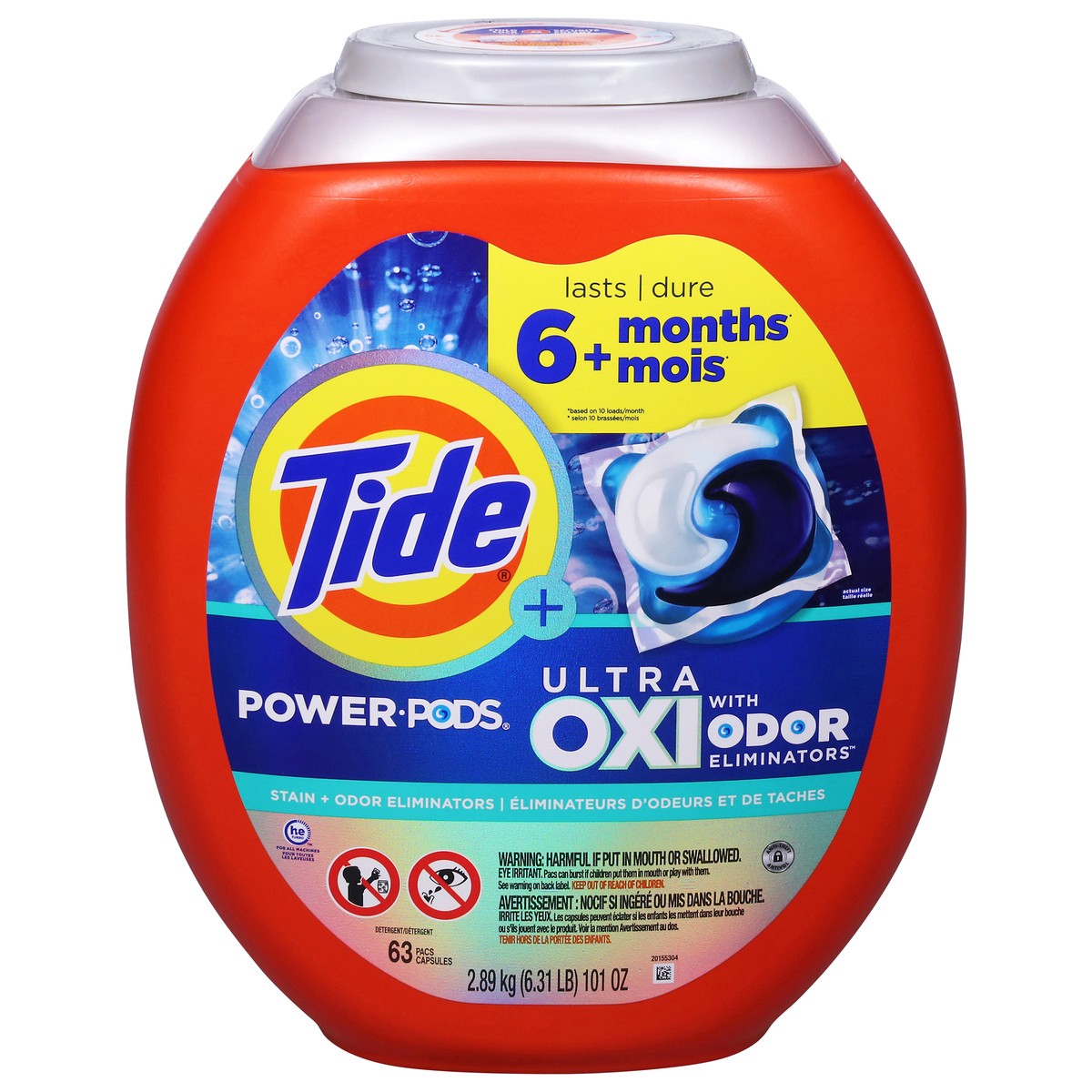 slide 8 of 14, Tide + Ultra Oxi Power Pods Detergent 63 ea, 63 ct