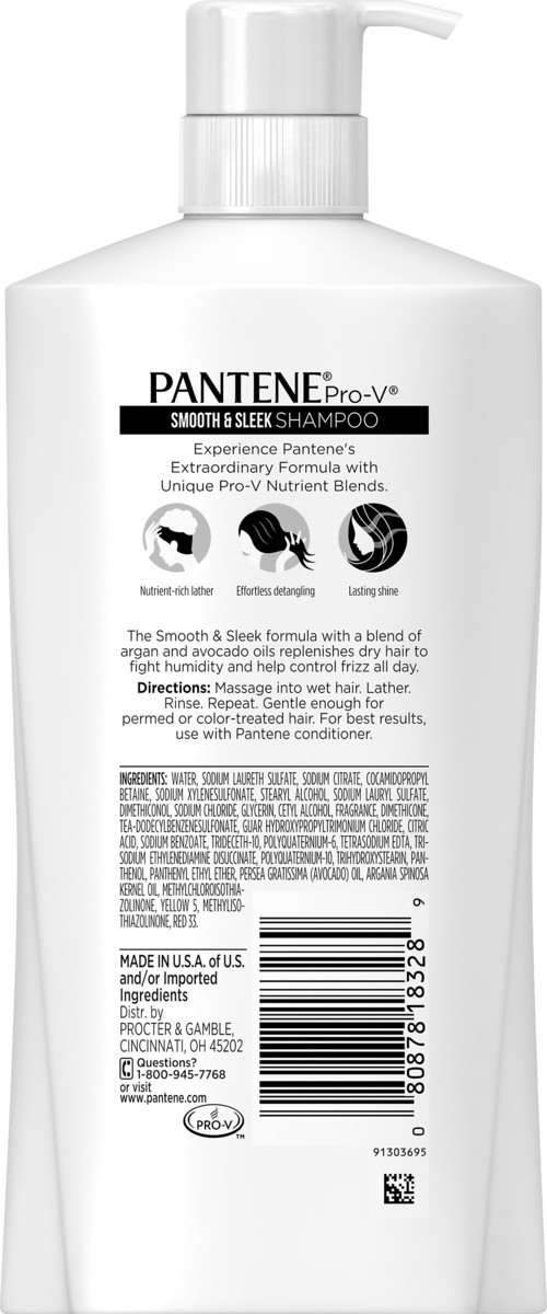 slide 4 of 4, Pantene Smooth & Sleek Shampoo 30.4 oz, 30.4 oz