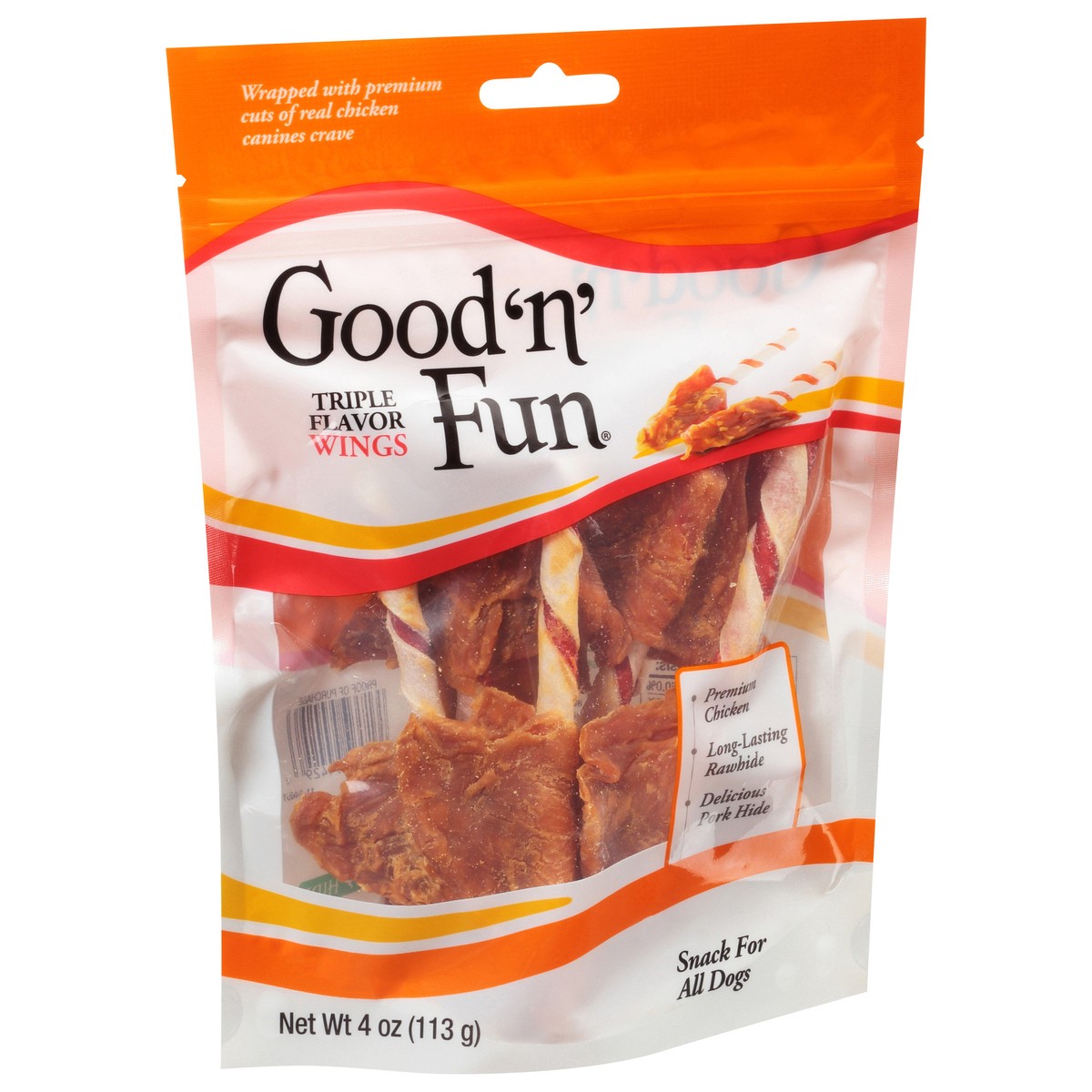slide 4 of 9, Good 'n' Fun Triple Flavor Wings Snack for All Dogs 4 oz, 4 oz