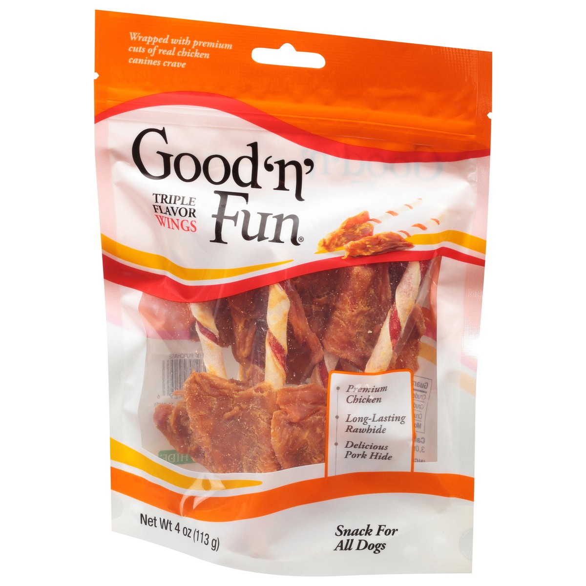 slide 5 of 9, Good 'n' Fun Triple Flavor Wings Snack for All Dogs 4 oz, 4 oz