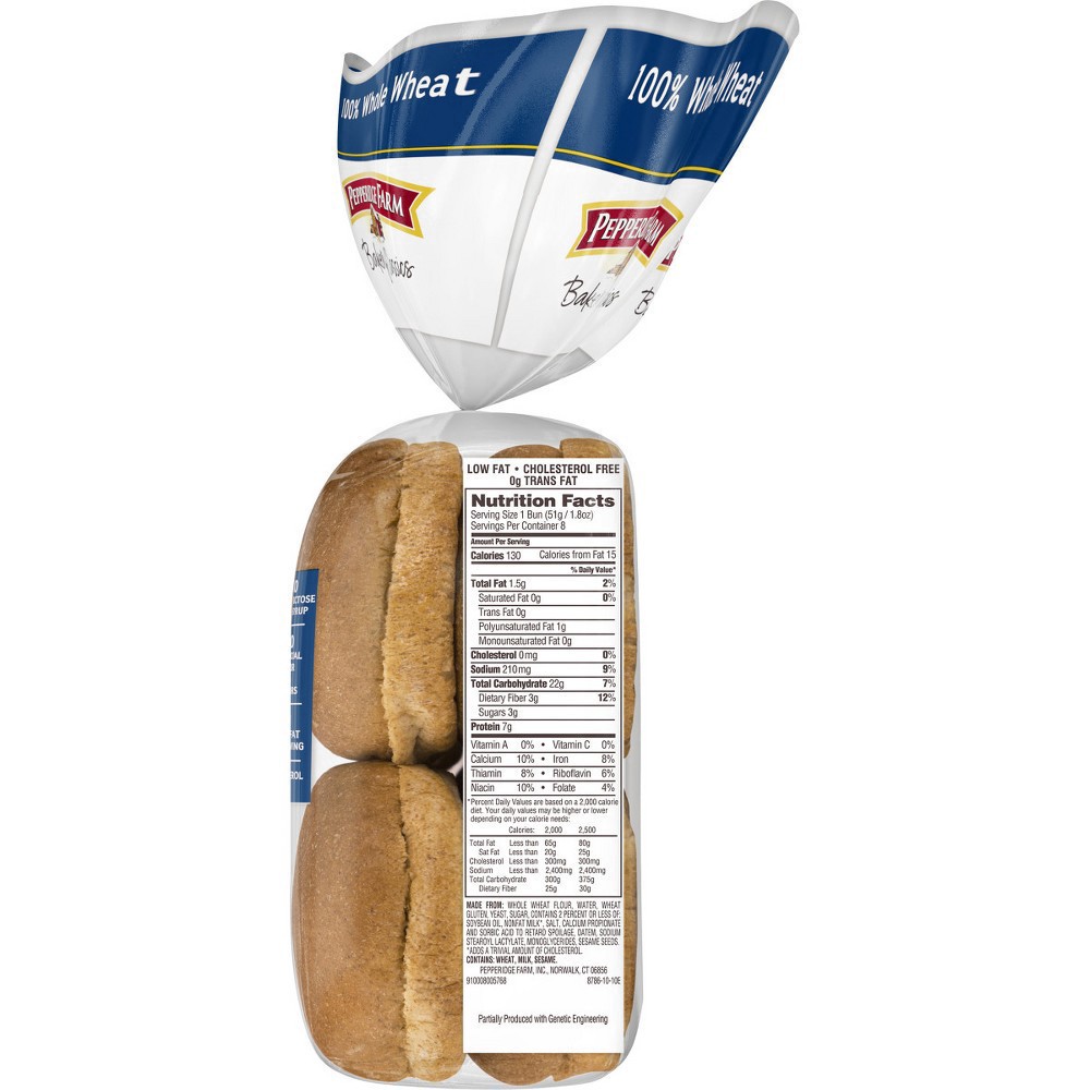 slide 14 of 103, Pepperidge Farm 100% Whole Wheat Hamburger Buns, 14.5 oz