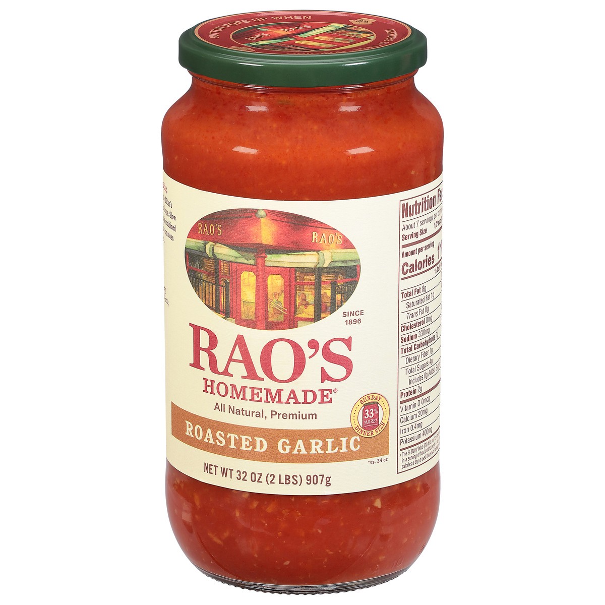 slide 7 of 9, Rao's Homemade Tomato Sauce | Roasted Garlic | 32 oz | Versatile Pasta Sauce | Carb Conscious, Keto Friendly | All Natural,  Premium Quality | Made with Sweet Italian Tomatoes and Caramelized Garlic, 12 oz