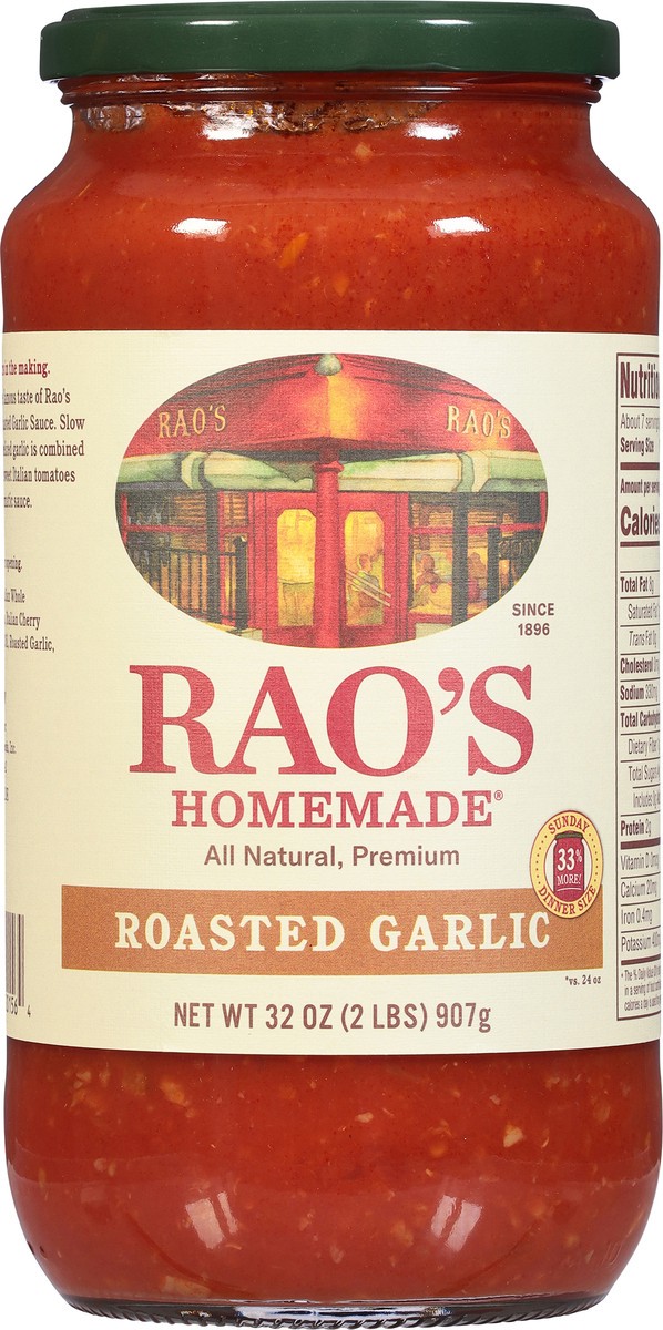 slide 5 of 9, Rao's Homemade Tomato Sauce | Roasted Garlic | 32 oz | Versatile Pasta Sauce | Carb Conscious, Keto Friendly | All Natural,  Premium Quality | Made with Sweet Italian Tomatoes and Caramelized Garlic, 12 oz