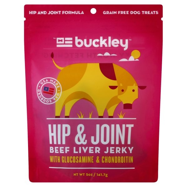 slide 1 of 1, Buckley Dog Treats, Grain Free, Hip & Joint, Beef Liver Jerky, 5 oz