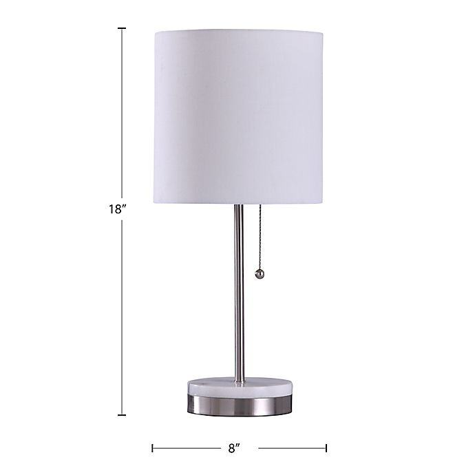 slide 2 of 2, Marmalade Marble-Accented LED Table Lamp with Fabric Shade - Brushed Steel, 1 ct