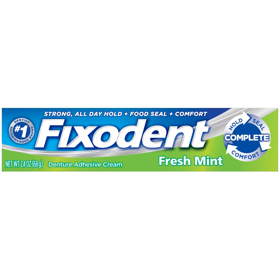 slide 2 of 2, Fixodent Denture Adhesive Cream Fresh Mint, 2.4 oz