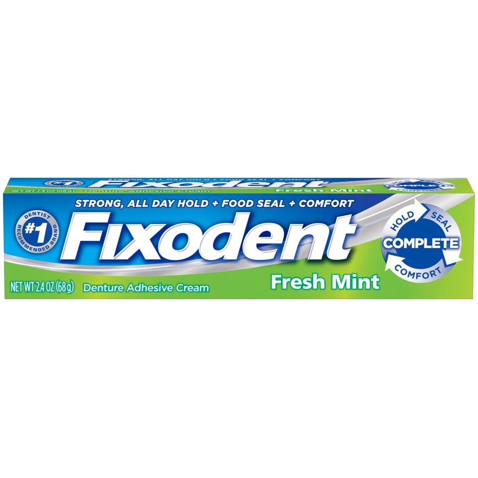 slide 1 of 2, Fixodent Denture Adhesive Cream Fresh Mint, 2.4 oz