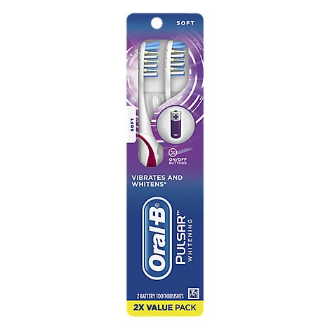 slide 1 of 1, Oral-B Pulsar Whitening Battery Powered Toothbrush Soft, 2 ct