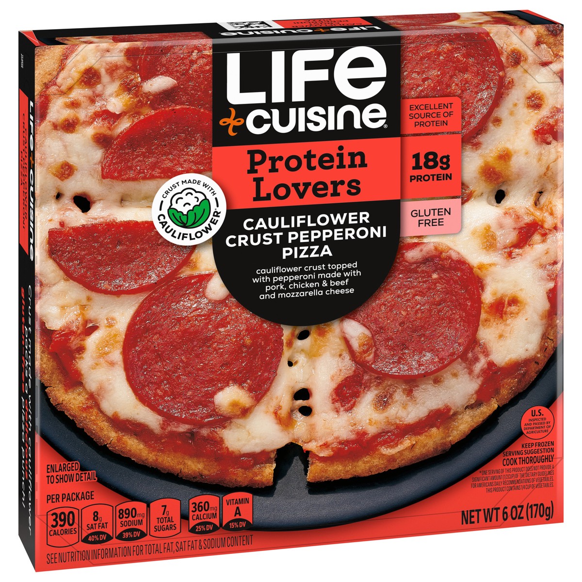 slide 2 of 9, Life Cuisine Frozen Pizza Pepperoni Cauliflower Crust Pizza, High Protein Gluten Free Frozen Pizza Dinner, 6 oz