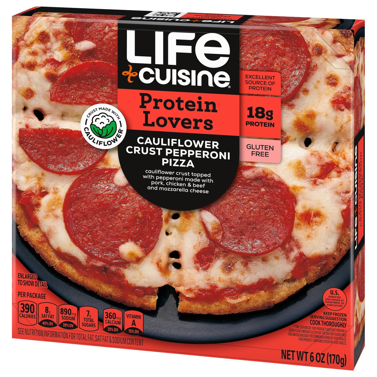 slide 3 of 9, Life Cuisine Frozen Pizza Pepperoni Cauliflower Crust Pizza, High Protein Gluten Free Frozen Pizza Dinner, 6 oz