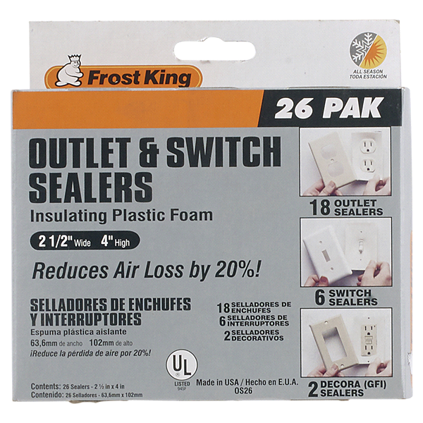 slide 1 of 1, Frost King 26 Pieces Outlet & Switch Sealers, 1 ct