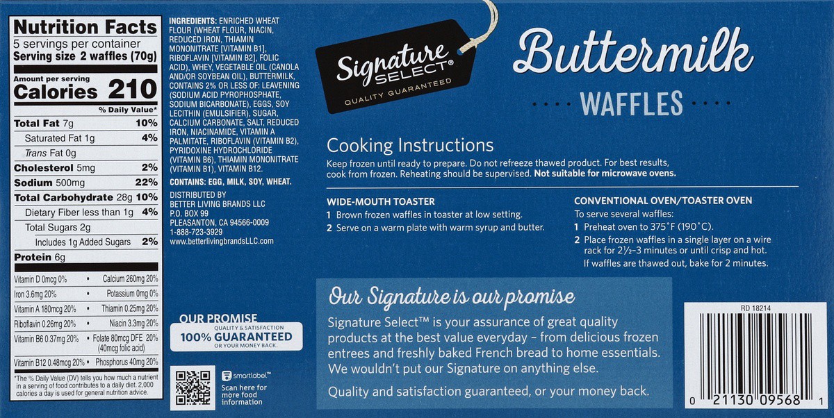 slide 3 of 7, Signature Select Buttermilk Waffles 10 ea, 10 ct