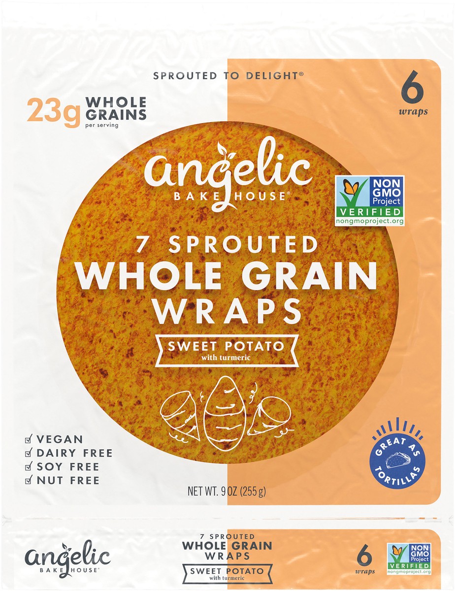 slide 8 of 9, Angelic Bakehouse 7-Sprouted Whole Grain Sweet Potato Wraps, 6 ct