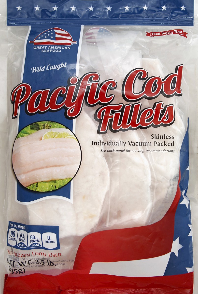 slide 4 of 5, Great American Seafood Skinless Pacific Cod Fillets 40 oz, 40 oz